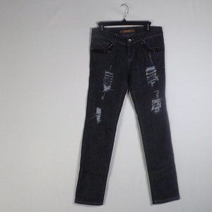 Vintage Blue Bejewelled  Carrot Denim jeans 32